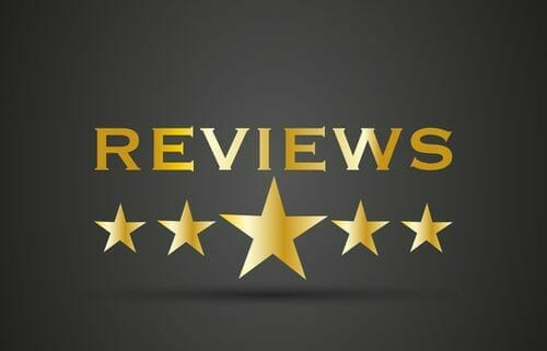 Reviews Graphic with 5 gold stars