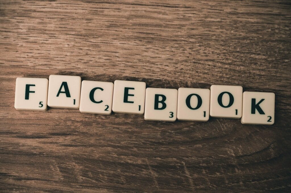 Scrabble pieces spelling the word Facebook