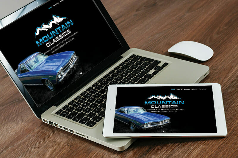 Mountain Classics website displayed on tablet and laptop