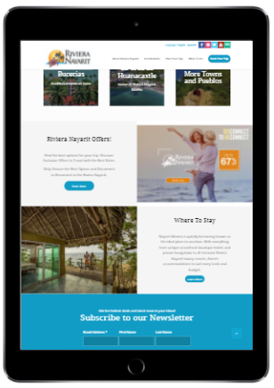 Tablet example of Riviera Nayarit website.
