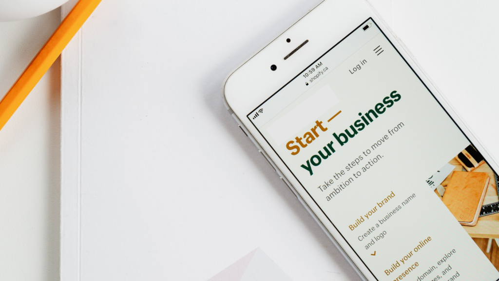 start your online business displayed on smart phone