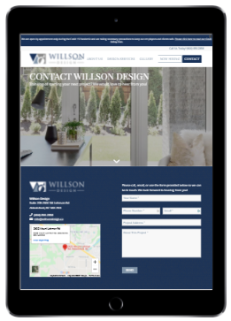 Wilson Design web page displayed on a tablet.