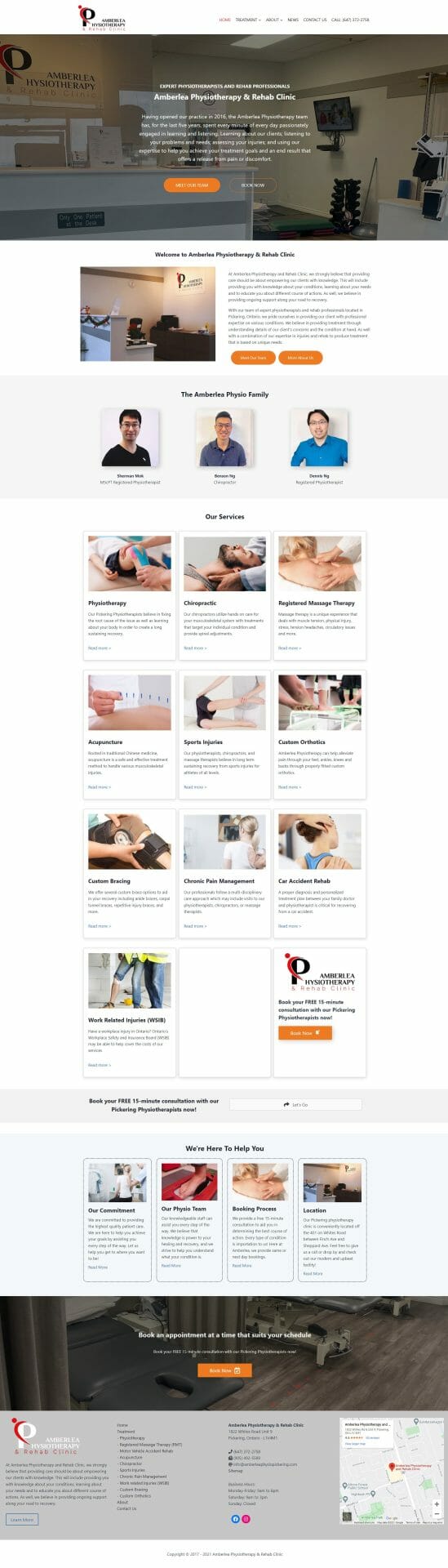 Amberlea Physiotherapy & Rehab Clinic HOME page screenshot