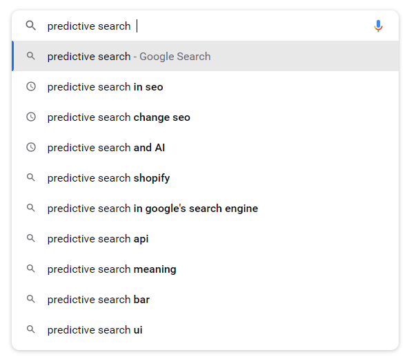 google autocomplete predictive search example