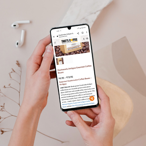 thats coffee website mobile design product page