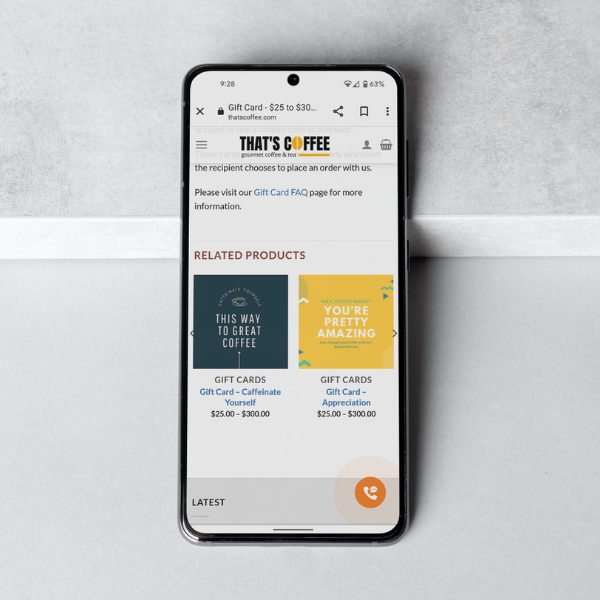 thats coffee website design cross sell related products