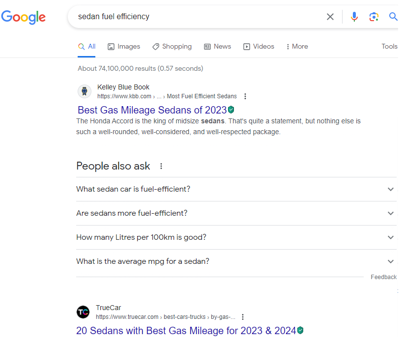 A screen shot of a keyword search query typed into the Google search bar.