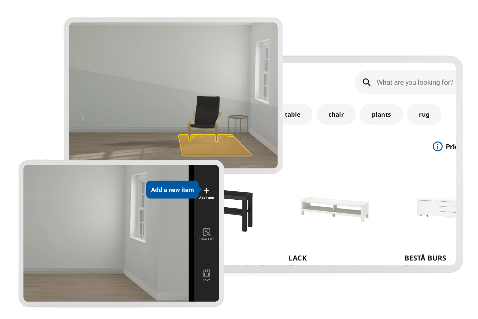 ikea kreativ app screenshots using ar to furnish room
