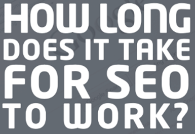 White lettering over a grey background with the words, How Long Does it Take for SEO to Work?