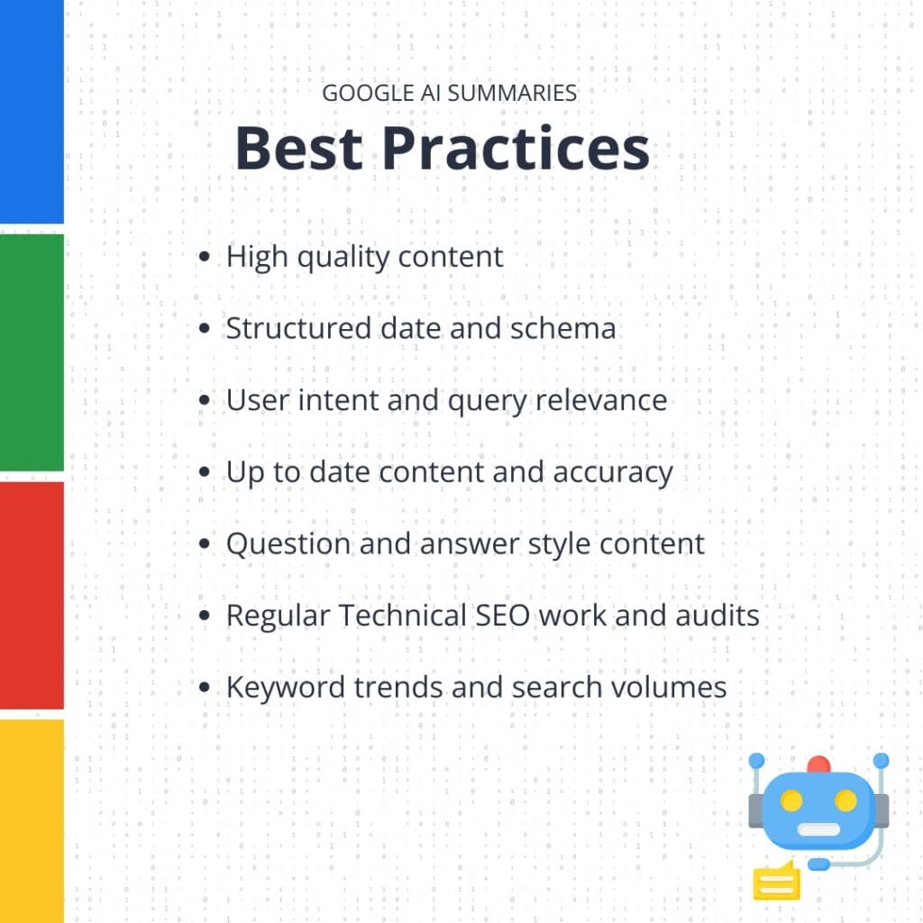 google ai summaries best practices list