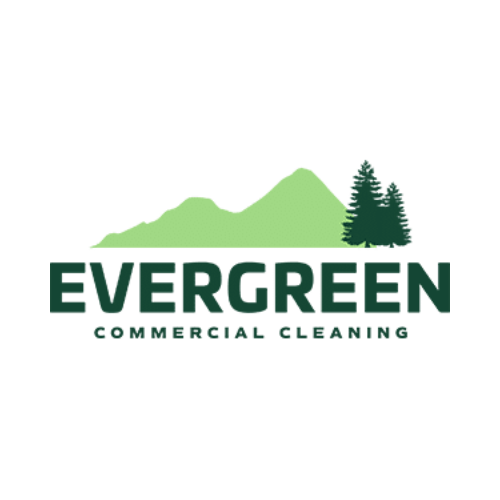 Logo with a stylized green mountain and trees above the text "EVERGREEN COMMERCIAL CLEANERS" in bold green lettering.