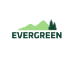 Logo with a green mountain silhouette and a tree above the word "EVERGREEN" in bold green letters. Below, smaller text reads "A Fiscally Sponsored Project of United Charitable" in black.