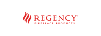 Logo of Regency Fireplace Products featuring a stylized red flame icon followed by the word "REGENCY" in bold red letters, with "FIREPLACE PRODUCTS" in smaller red text below.