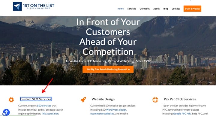 A screenshot of a website