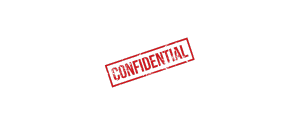 A black rectangle with the word "CONFIDENTIAL" stamped diagonally across it in bold red letters.