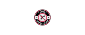 Logo featuring a circular emblem with a red and black color scheme. The center displays a wrench and a pipe wrench crossed over each other. Surrounding text reads "Family Plumbing & Heating" with "Established 1885" noted on the sides.