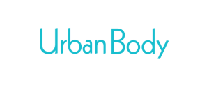 Logo with the words "Urban Body" in light blue on a white background.
